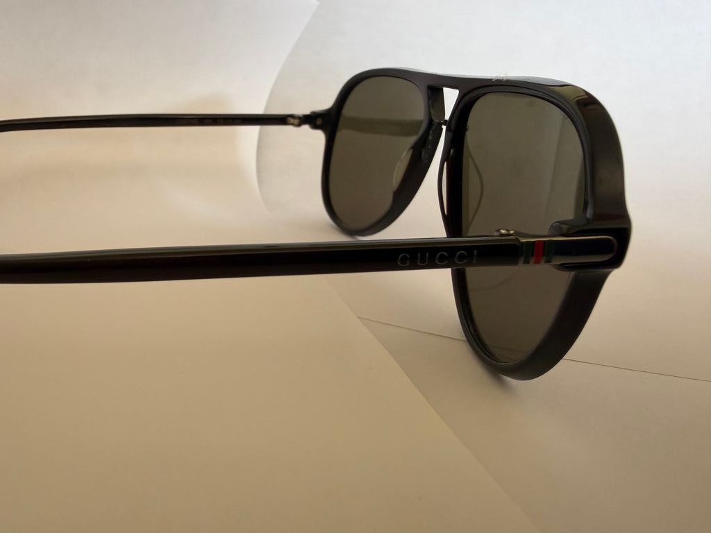 Gucci Web Aviator Sunglasses — Black